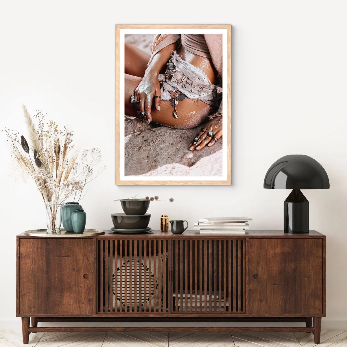 Pôster com moldura de carvalho claro - Expulsa pelas ondas? - 50x70 cm