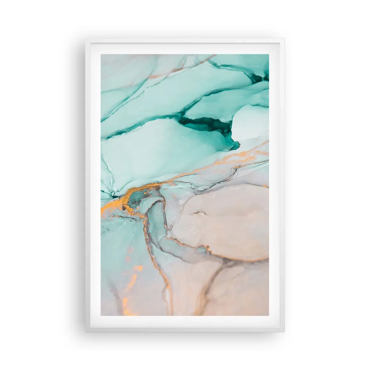 Pôster em moldura branca - Dança das formas e cores - 61x91 cm