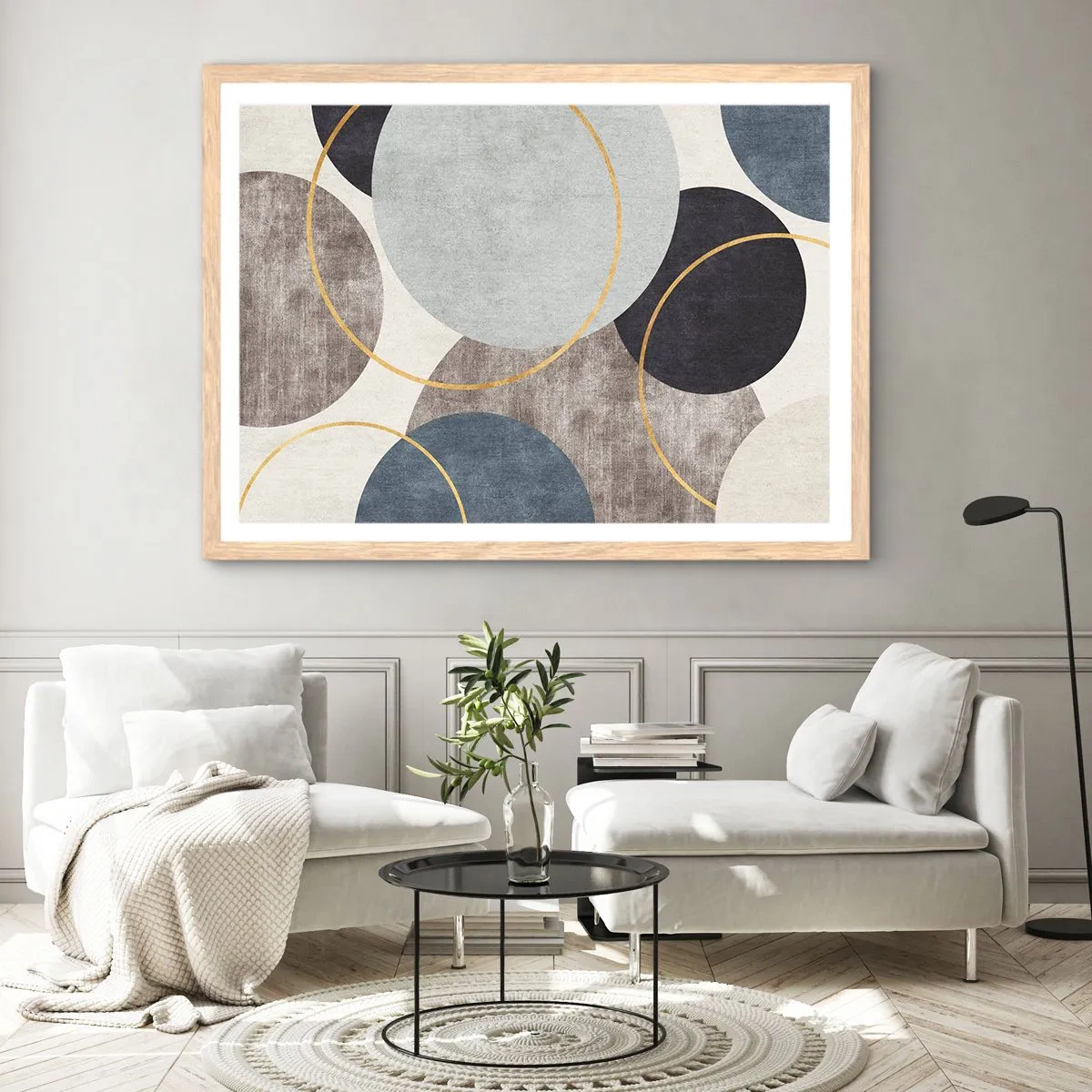 Pôster com moldura de carvalho claro - Roda por roda - 91x61 cm