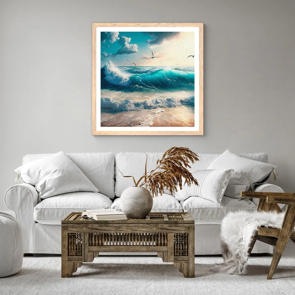 Pôster com moldura de carvalho claro - Cantarola apenas para si - 30x30 cm