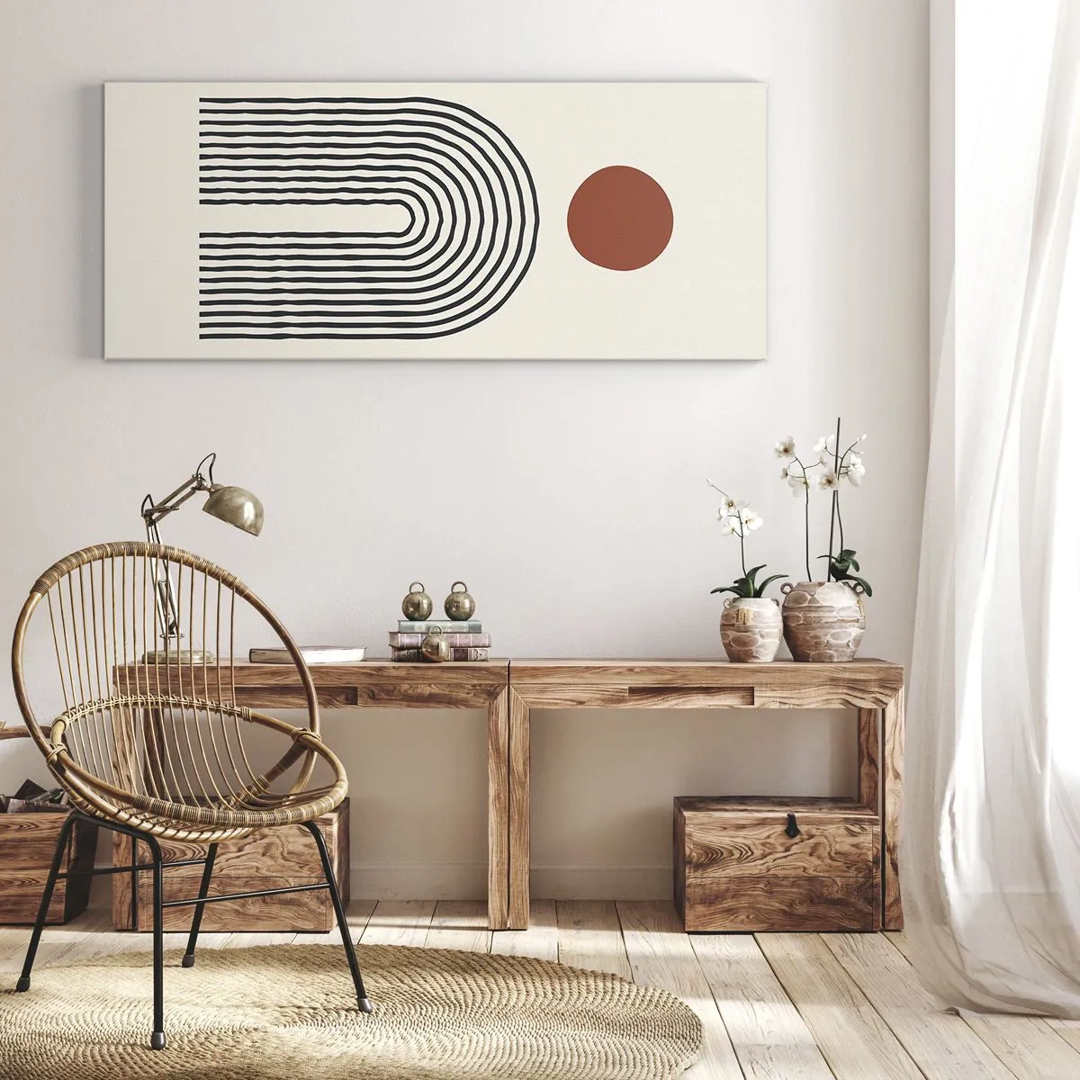 Quadro em tela - Magnetismo de formas e cores - 100x40 cm
