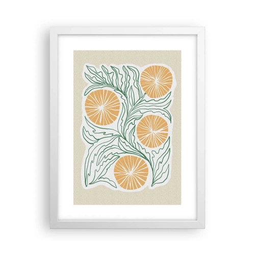 Pôster em moldura branca - Étnico com um toque de abstração - 30x40 cm