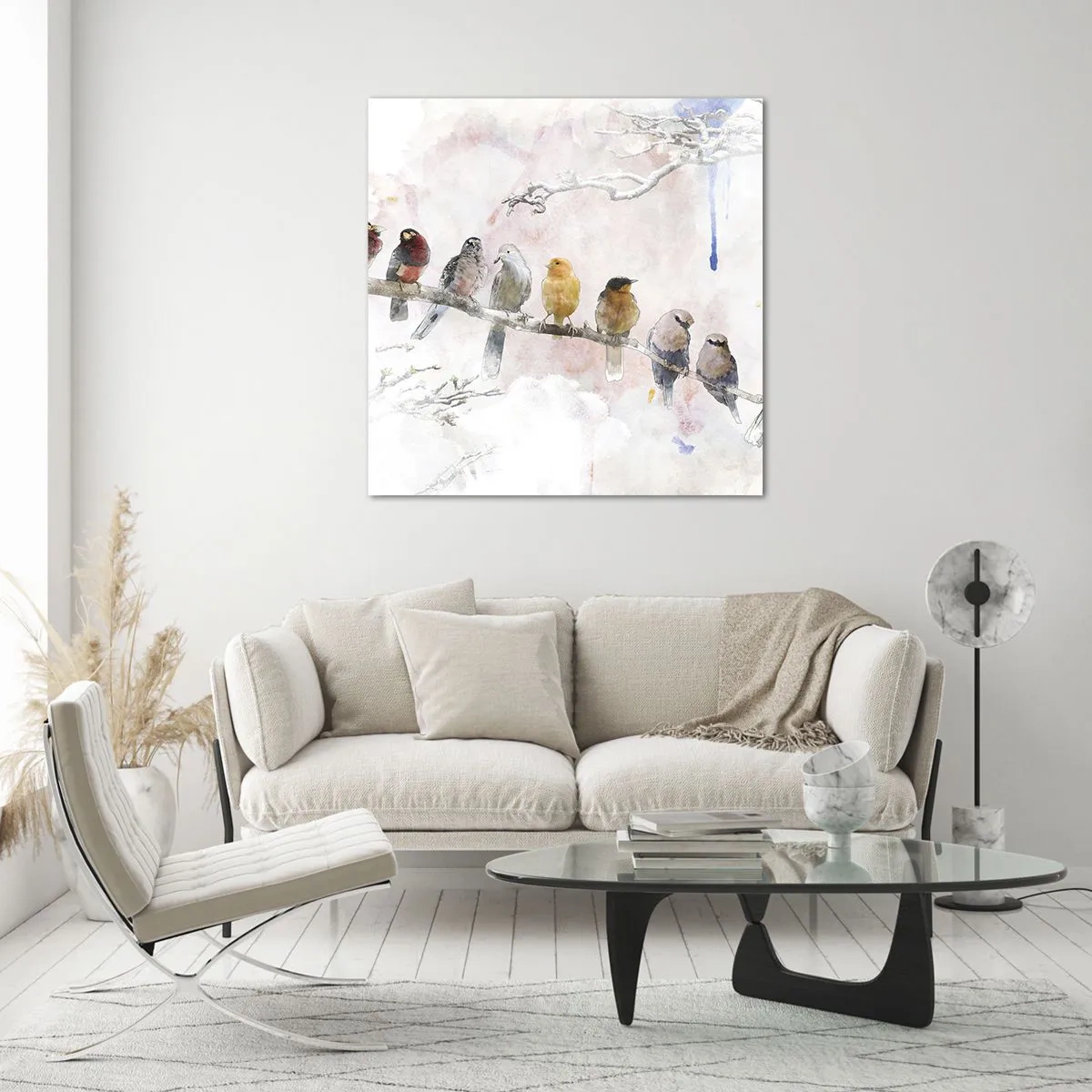 Quadro em vidro - Reunião alada - 50x50 cm