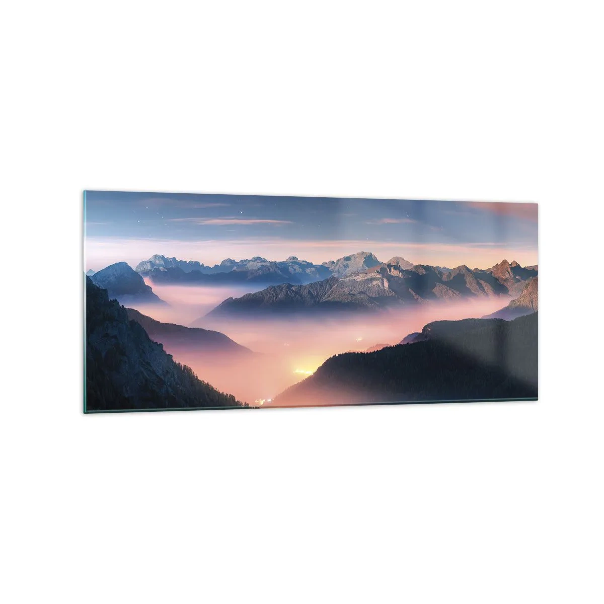 Quadro em vidro - Luz nos vales - 120x50 cm
