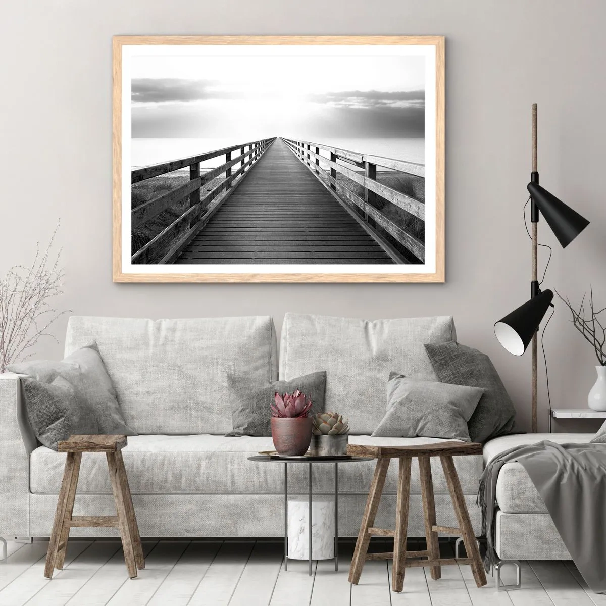 Pôster com moldura de carvalho claro - Para longe... - 100x70 cm