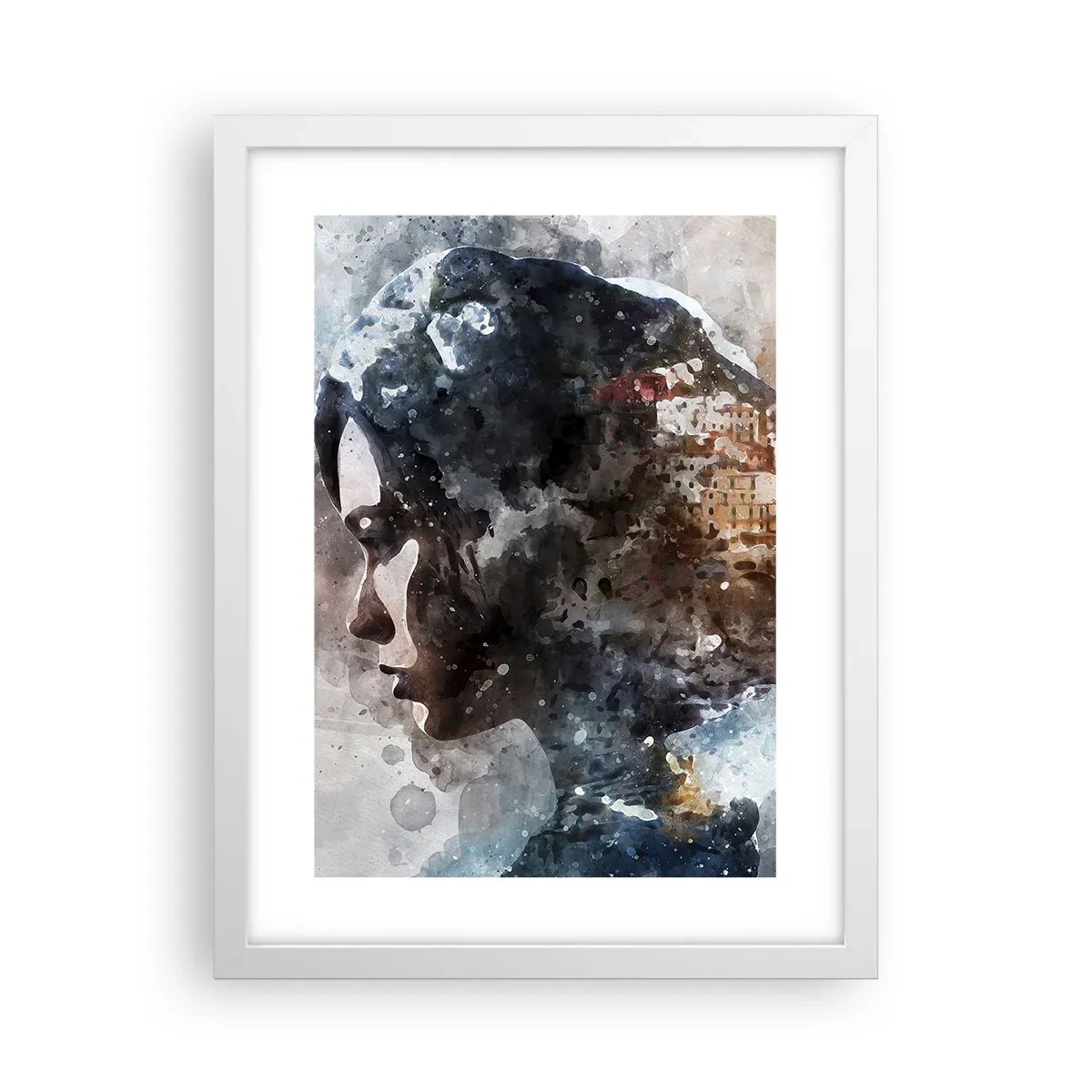 Pôster em moldura branca - Uma história sobre uma menina e uma cidade ao fundo - 30x40 cm