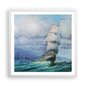 Pôster em moldura branca - Bons ventos - 60x60 cm