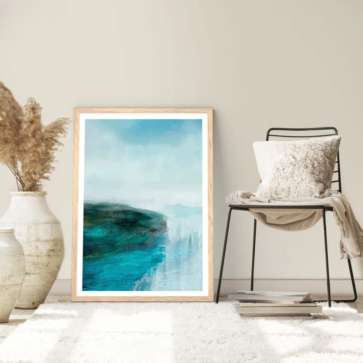 Pôster com moldura de carvalho claro - Abstração náutica - 70x100 cm