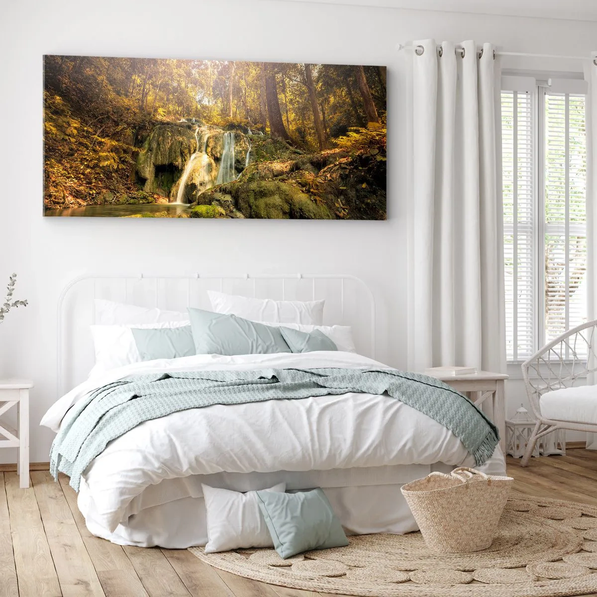 Quadro em tela - Cascata na floresta - 100x40 cm