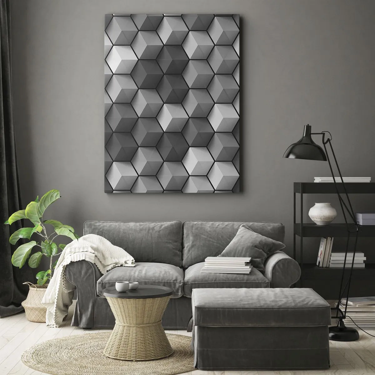 Quadro em tela - Quebra-cabeça cubista - 50x70 cm