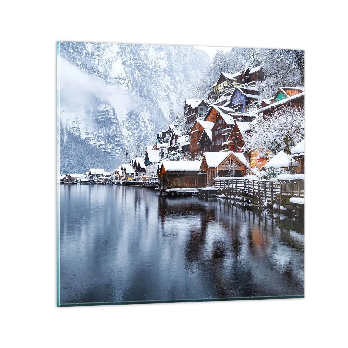 Quadro em vidro - Na decoração de inverno - 50x50 cm