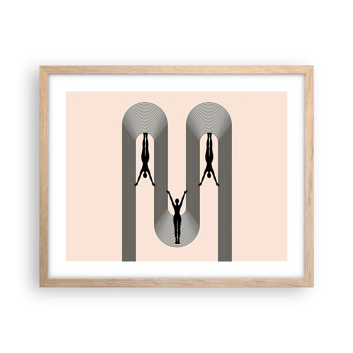 Pôster com moldura de carvalho claro - De cabeça para baixo - 50x40 cm