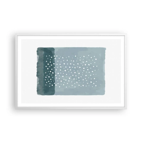 Pôster em moldura branca - Cultivado em azul - 91x61 cm