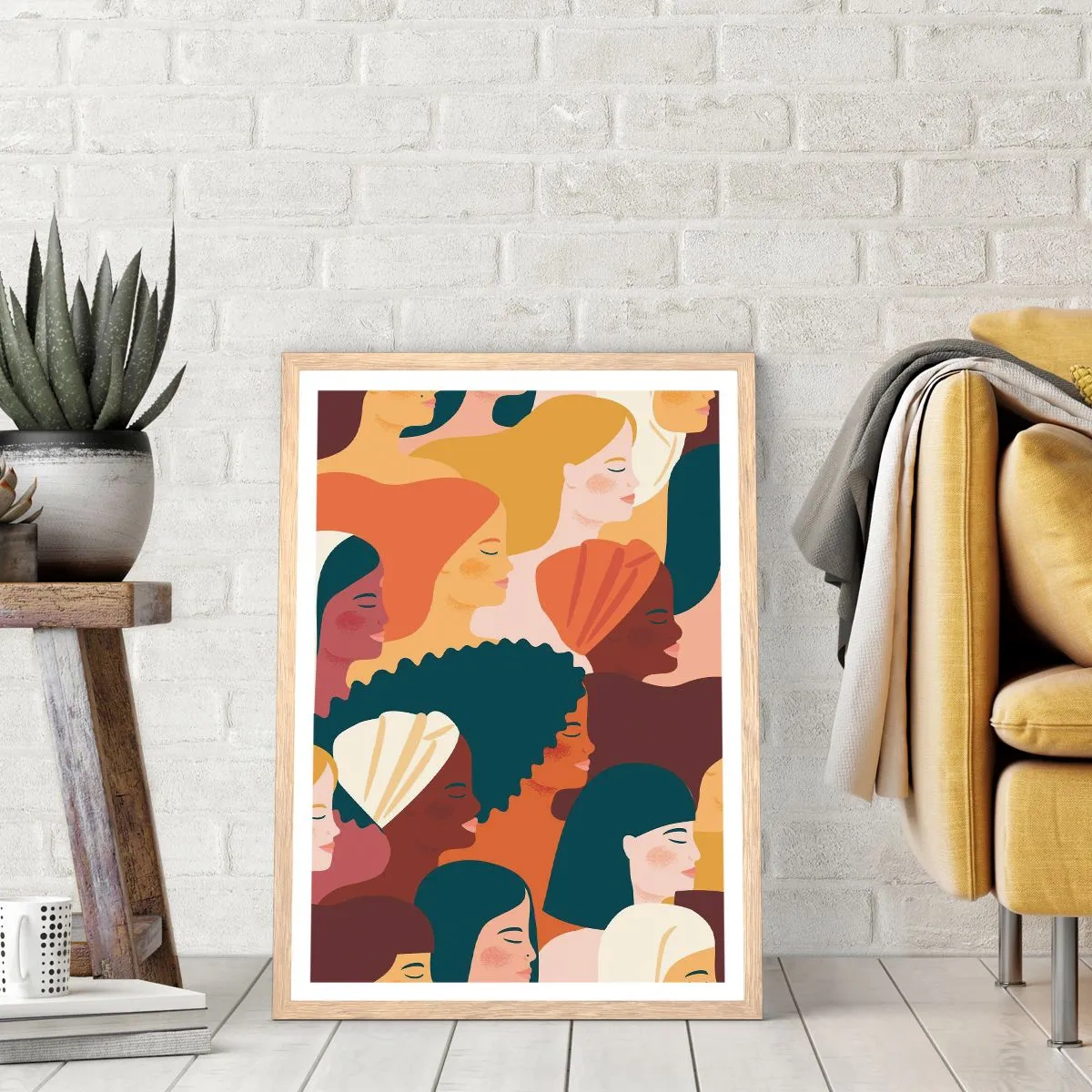 Pôster com moldura de carvalho claro - Apenas feminilidade - 50x70 cm