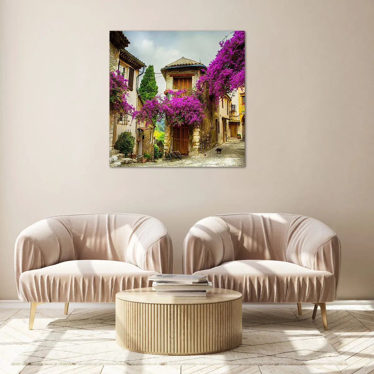 Quadro em vidro - Sob um dossel de flores - 30x30 cm