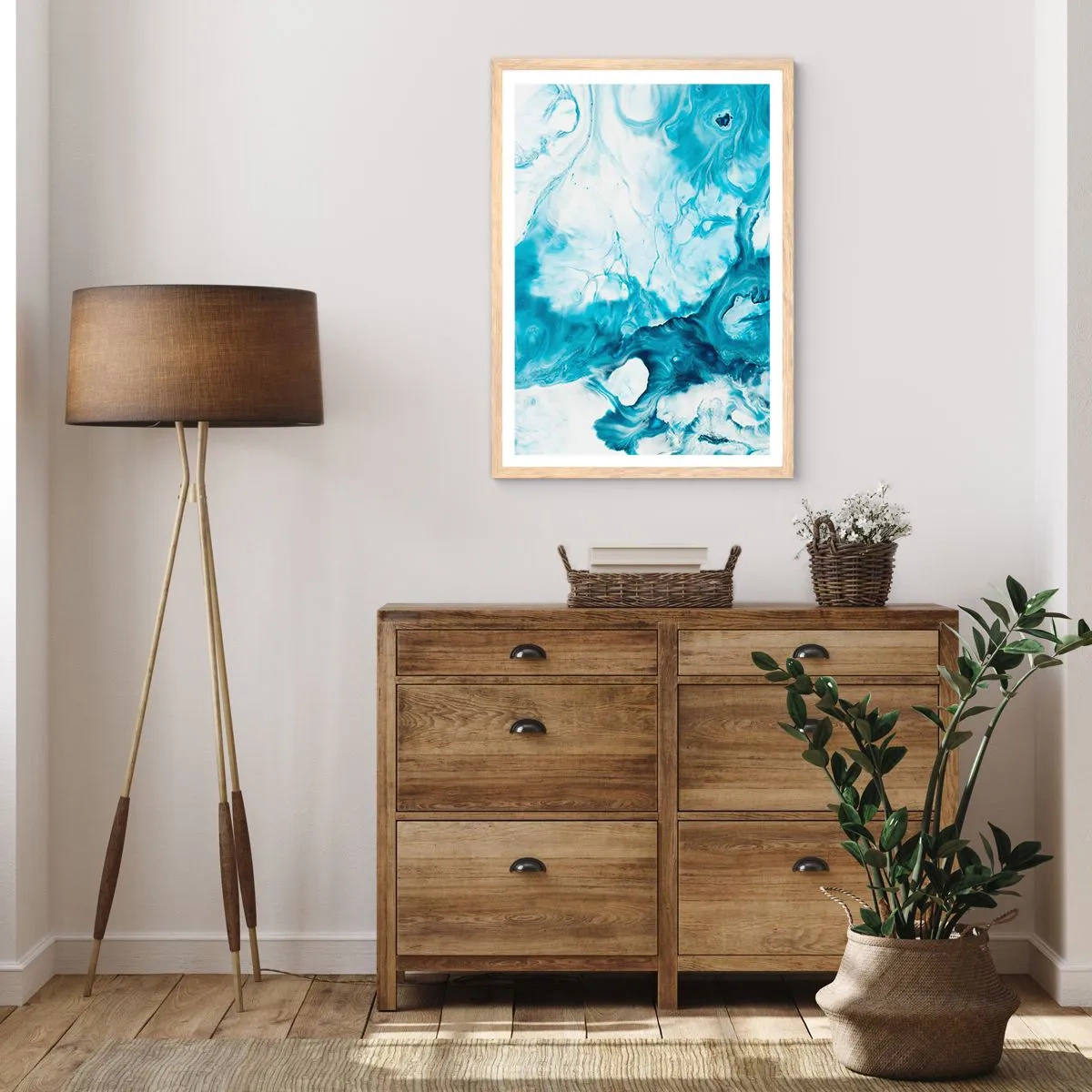 Pôster com moldura de carvalho claro - Concerto Azul - 70x100 cm