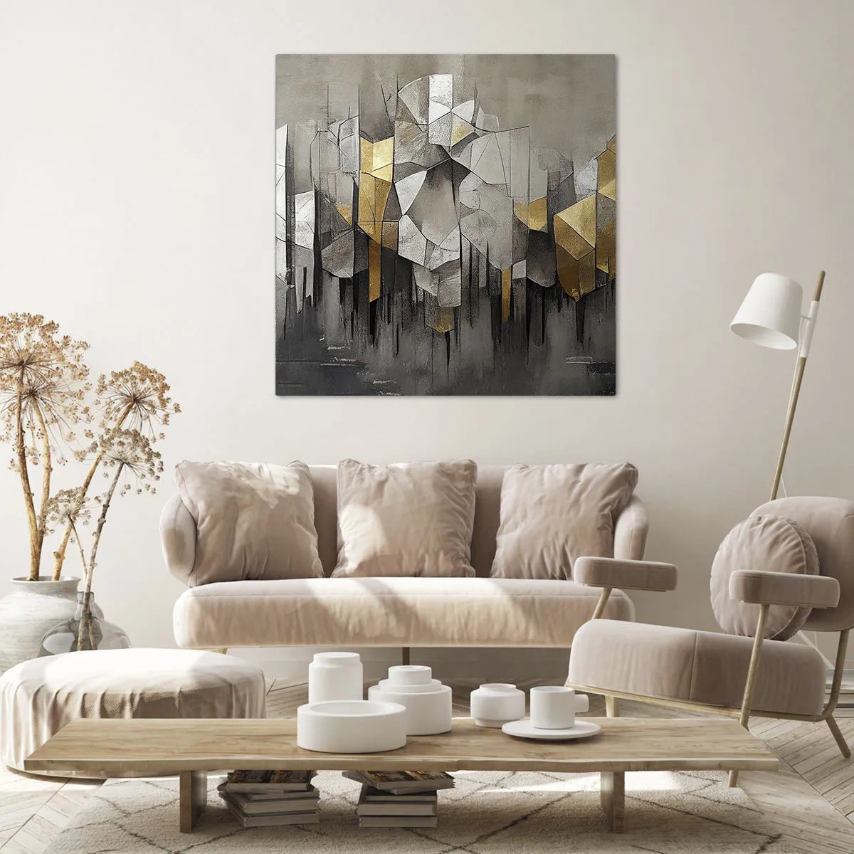 Quadro em tela - Composição de gelo e luz - 70x70 cm