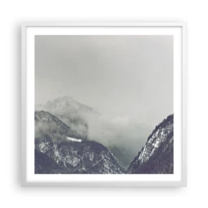 Pôster em moldura branca - Vale nebuloso - 60x60 cm