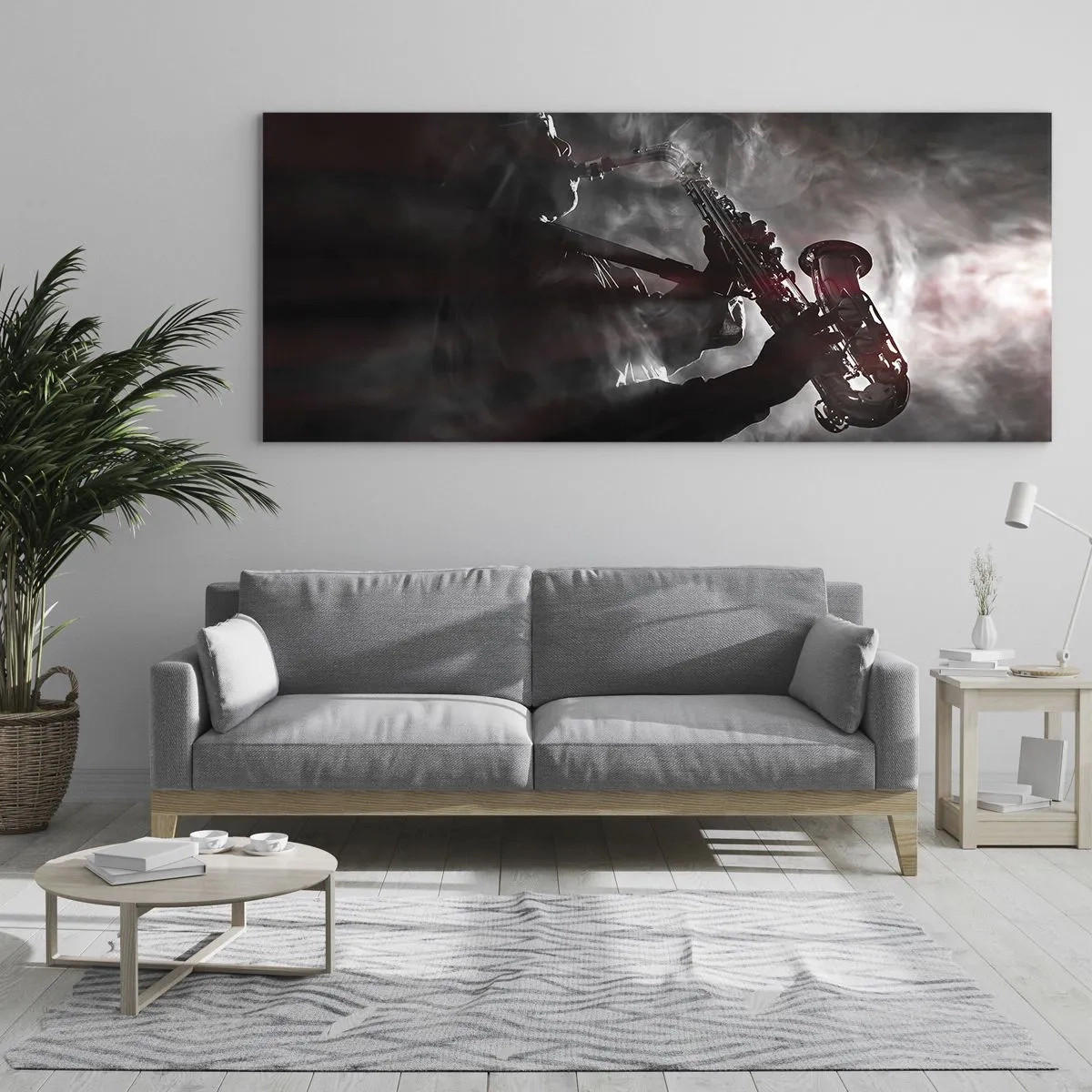 Quadro em vidro - Nos fumos do jazz - 120x50 cm