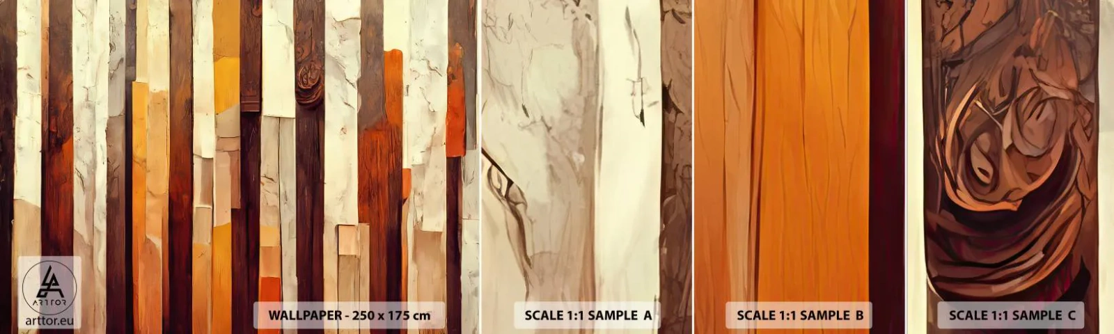 Amostra de papel de parede autocolante Deluxe Sticker - Hino das árvores da floresta - Pedaço, Abstração, Cintos - 100x30 cm