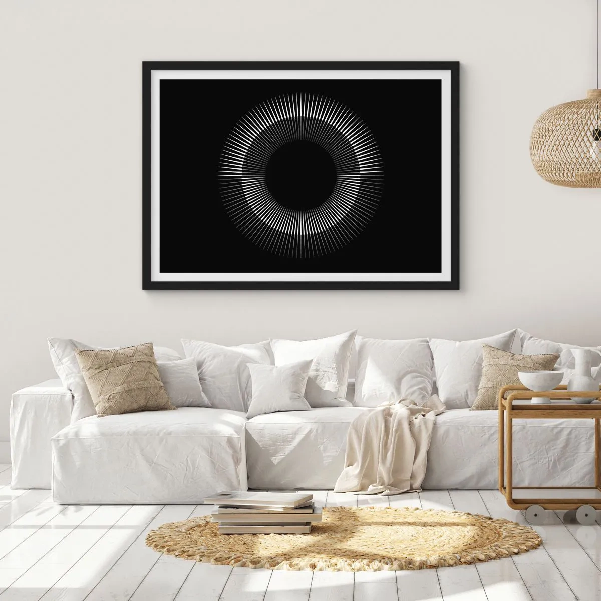 Pôster com moldura preta - Sol preto - 70x50 cm