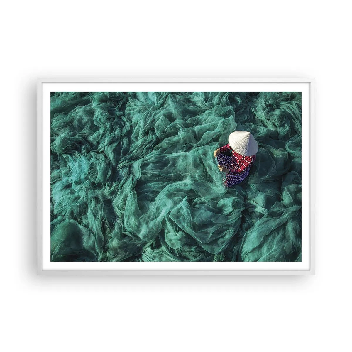 Pôster em moldura branca - Num mar de redes - 100x70 cm