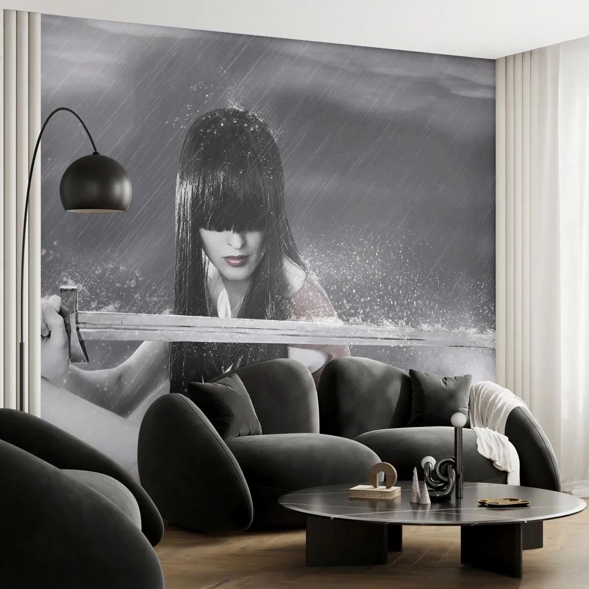 Papel de Parede Autocolante Deluxe Sticker - Bonita e perigosa - Mulher, Espada, Militares - 250x175 cm