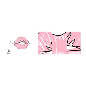 Amostra de papel de parede autocolante Deluxe Sticker - Pronto para beijar? - Gráficos, Lábios rosados, Pedaço - 100x30 cm