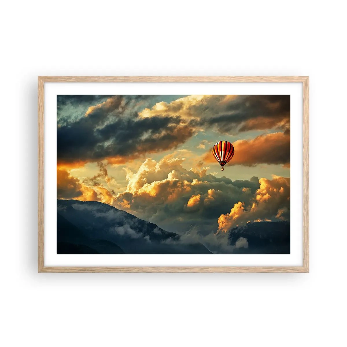 Pôster com moldura de carvalho claro - Eu voo porque sou livre - 70x50 cm