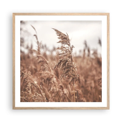 Pôster com moldura de carvalho claro - O outono já chegou ao campo - 60x60 cm