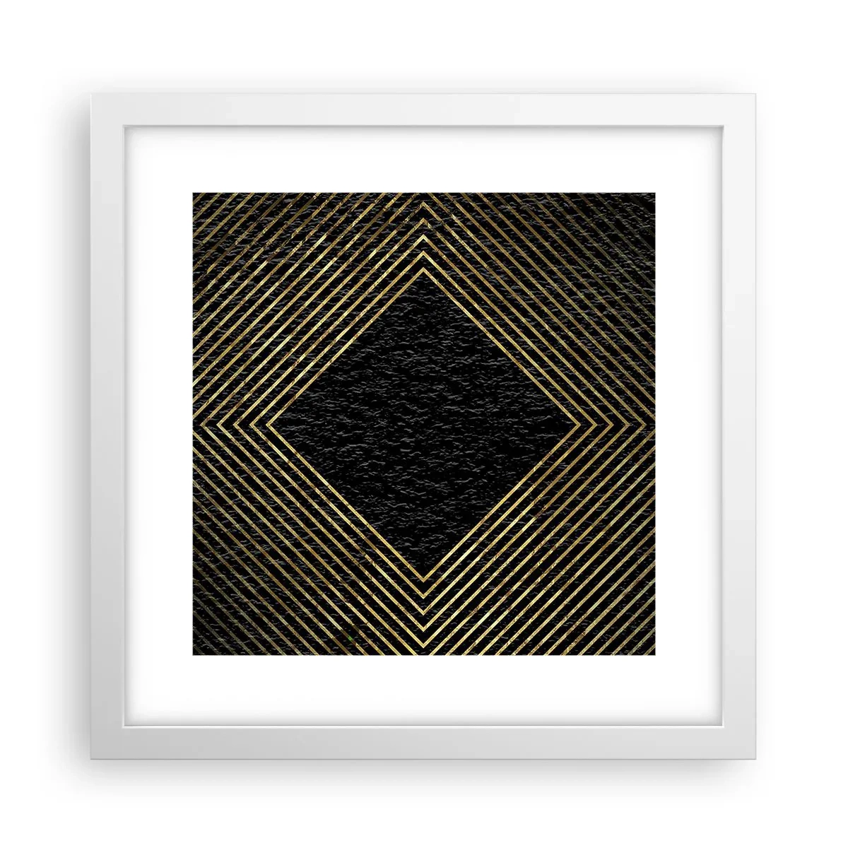 Pôster em moldura branca - Geometria em estilo glamoroso - 30x30 cm