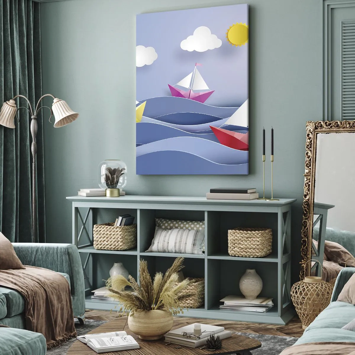 Quadro em tela - Oh, como é agradável balançar entre as ondas - 50x70 cm