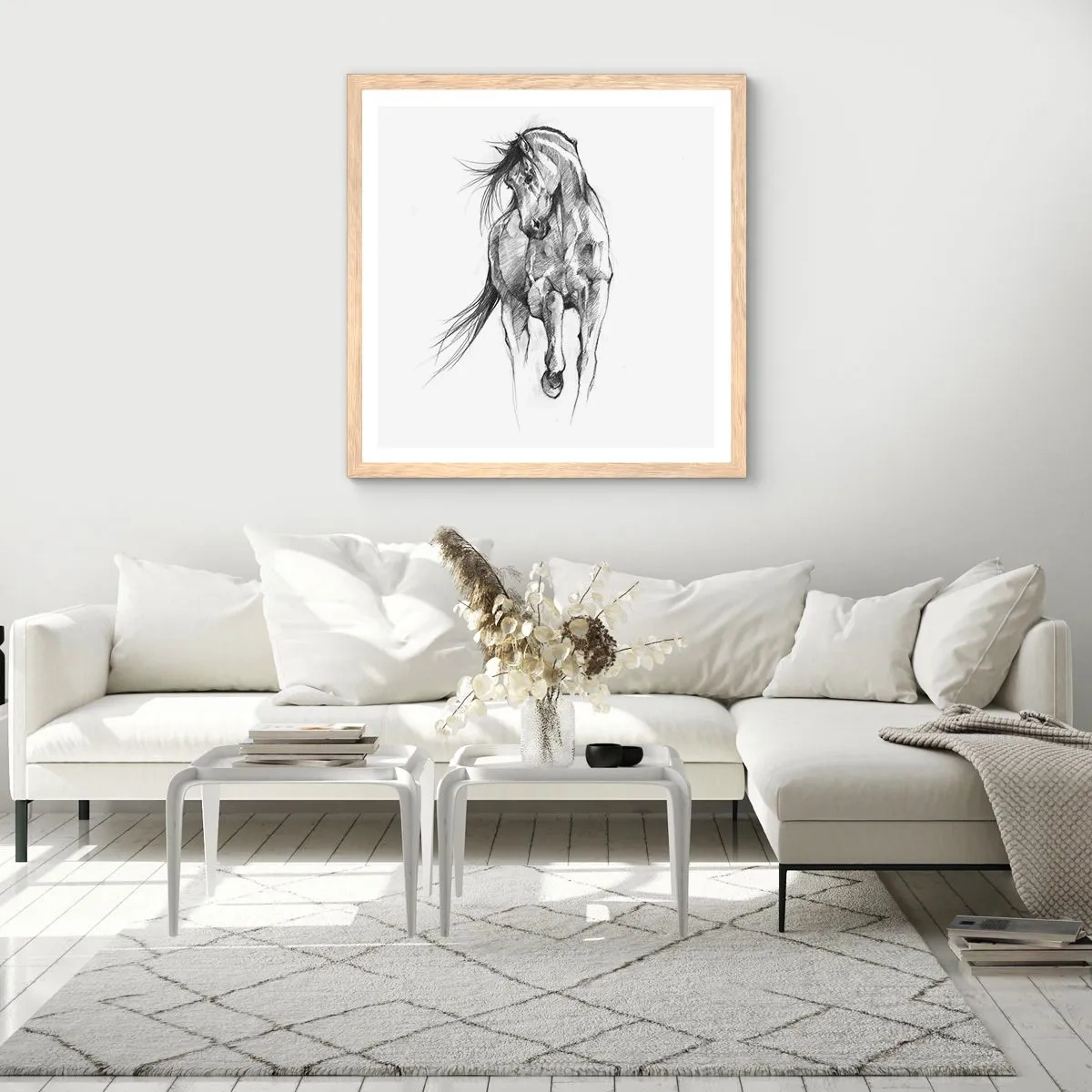 Pôster com moldura de carvalho claro - Num trote gracioso - 50x50 cm