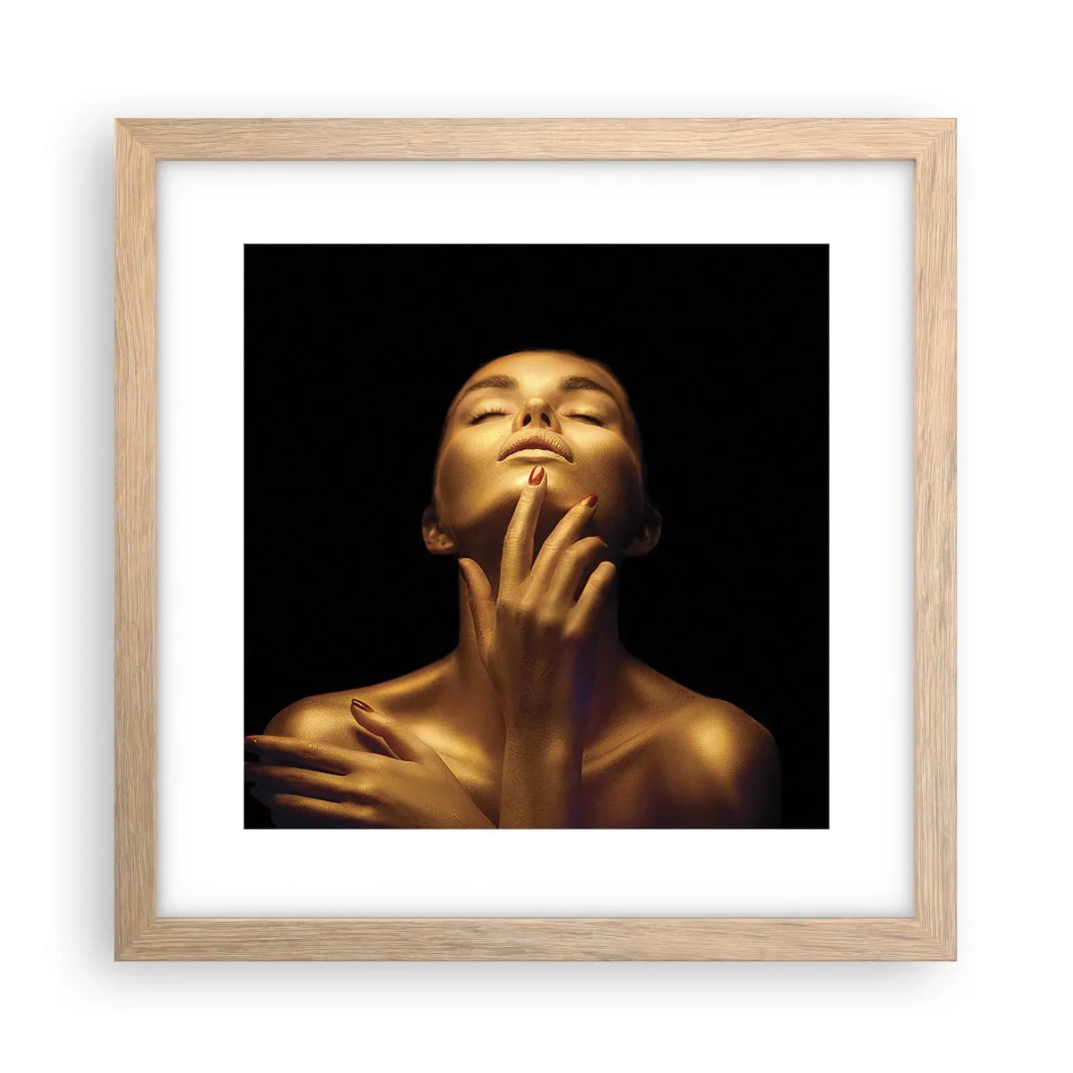 Pôster com moldura de carvalho claro - Como seda dourada - 30x30 cm
