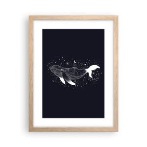 Pôster com moldura de carvalho claro - No oceano do universo - 30x40 cm
