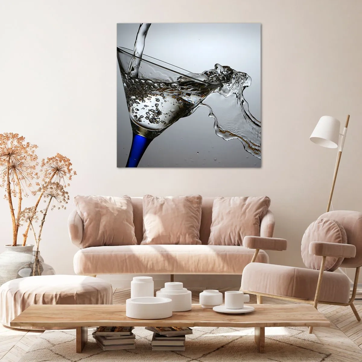 Quadro em tela - Água cristalina em vidro cristal - 60x60 cm