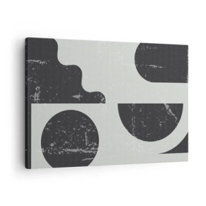 Quadro em tela - Padrões geométricos em tons de preto e cinza - 70x50cm - Composição acima e abaixo - Decoração de parede moderna para a sala de estar e quarto ARTTOR