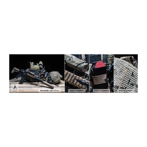 Amostra de papel de parede autocolante Deluxe Sticker - Descanse! - Militares, Rifle, Arma - 100x30 cm