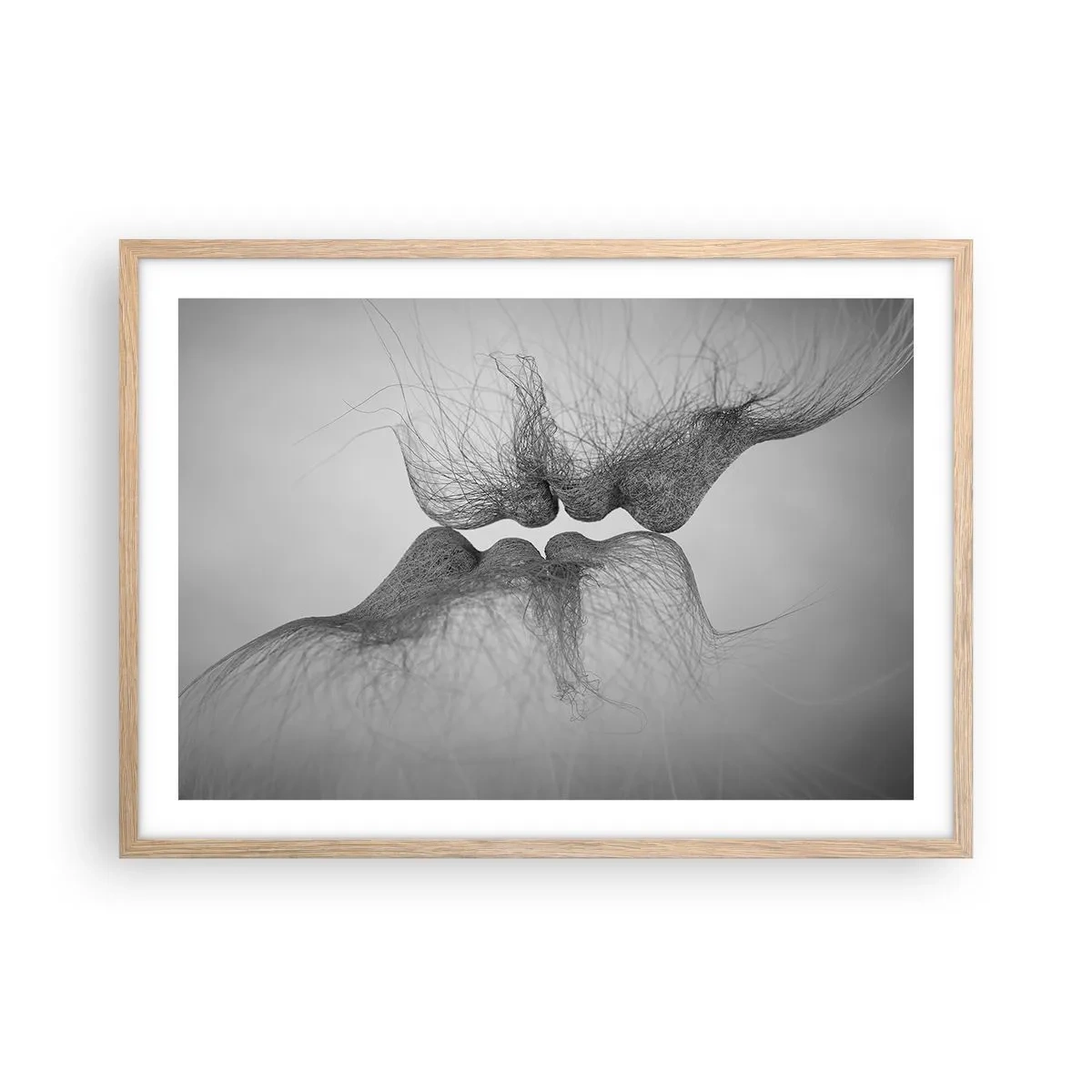 Pôster com moldura de carvalho claro - O beijo do vento - 70x50 cm