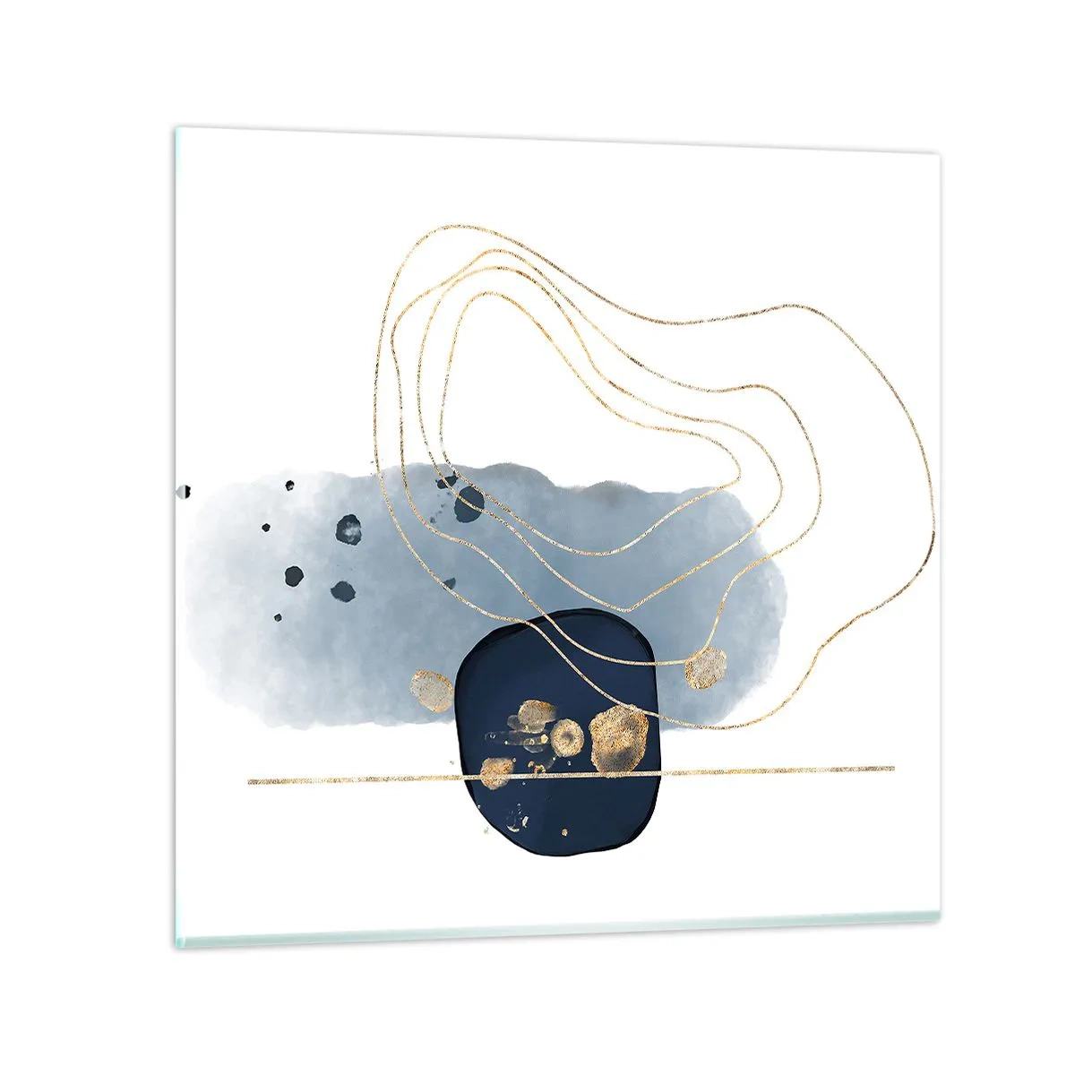 Quadro em vidro - Fantasia azul e dourada - 70x70 cm