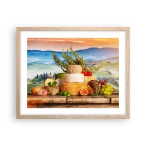 Pôster com moldura de carvalho claro - Alegria italiana - 50x40 cm