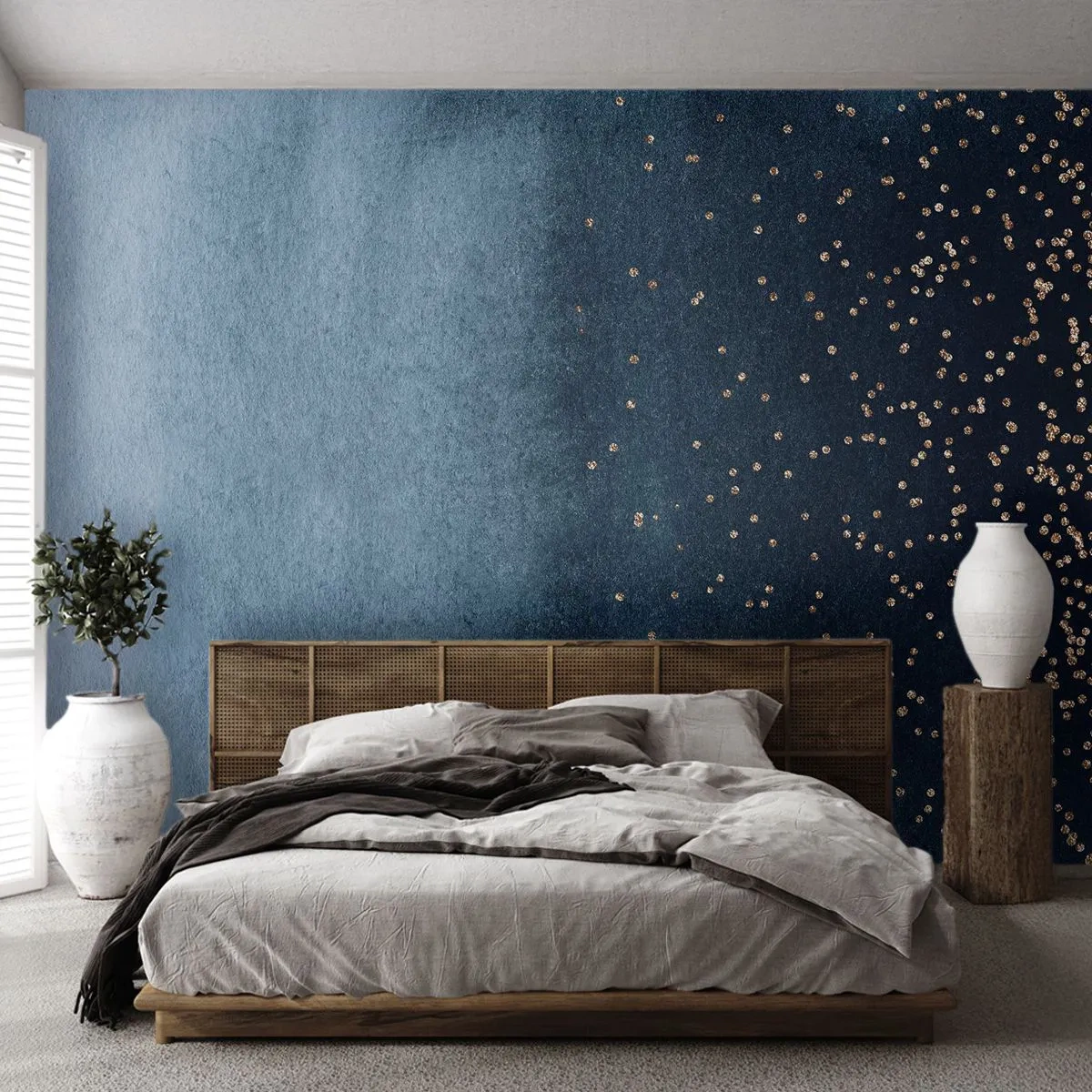 Papel de Parede Autocolante Deluxe Sticker - Composição – fases azuis - Abstração, Pedaço, Projeto - 250x175 cm