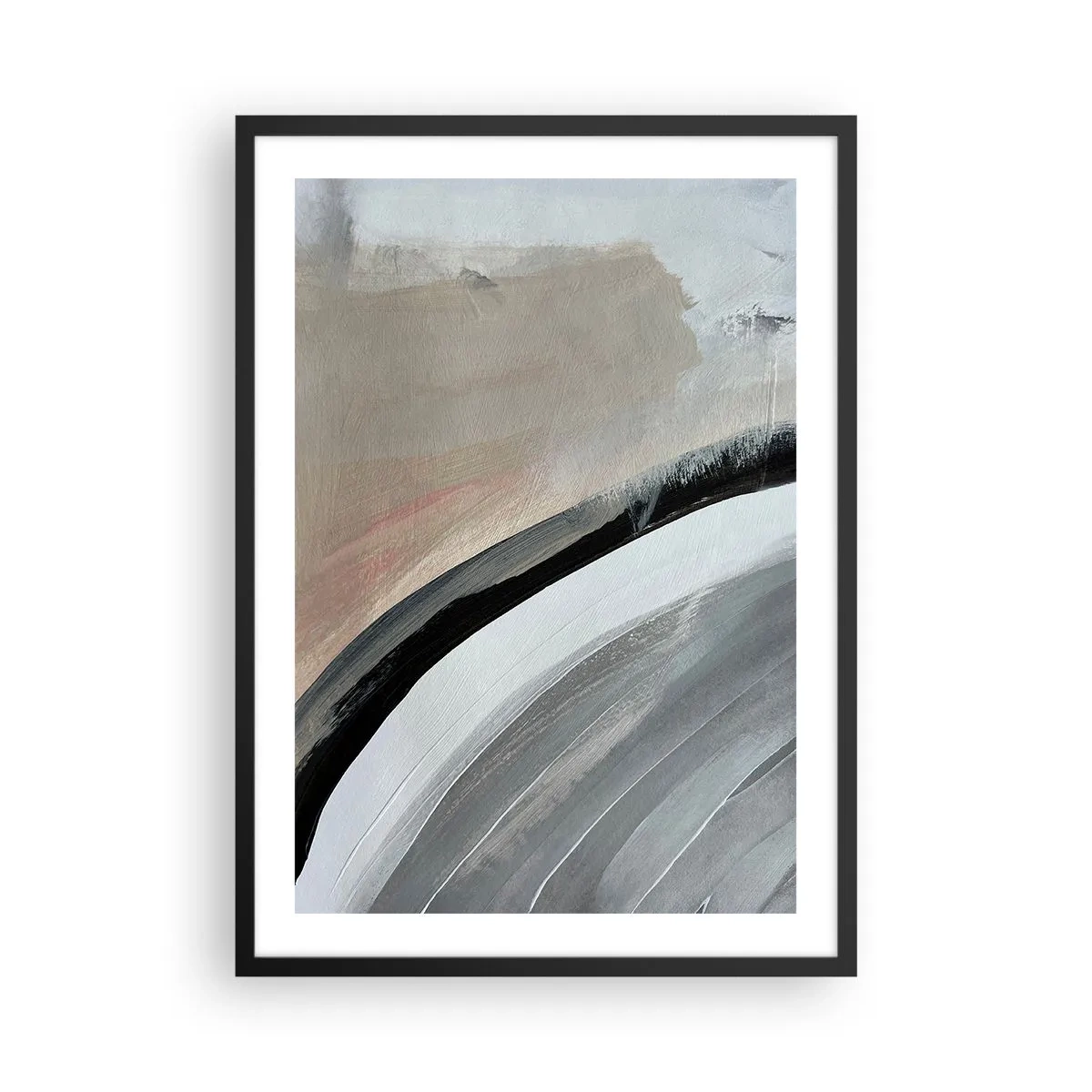 Pôster com moldura preta - Composição: arco preto e cinza - 50x70 cm