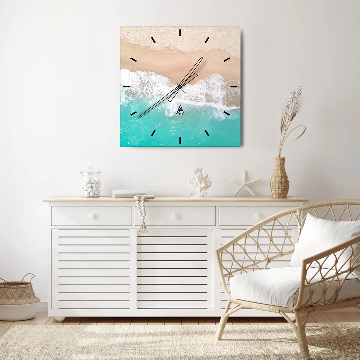 Relógio de parede - Relógio em vidro - Toque carinhoso - 40x40 cm