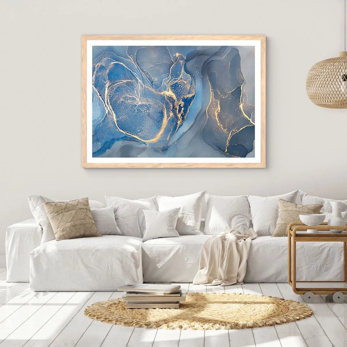 Pôster com moldura de carvalho claro - Pó dourado - 70x50 cm