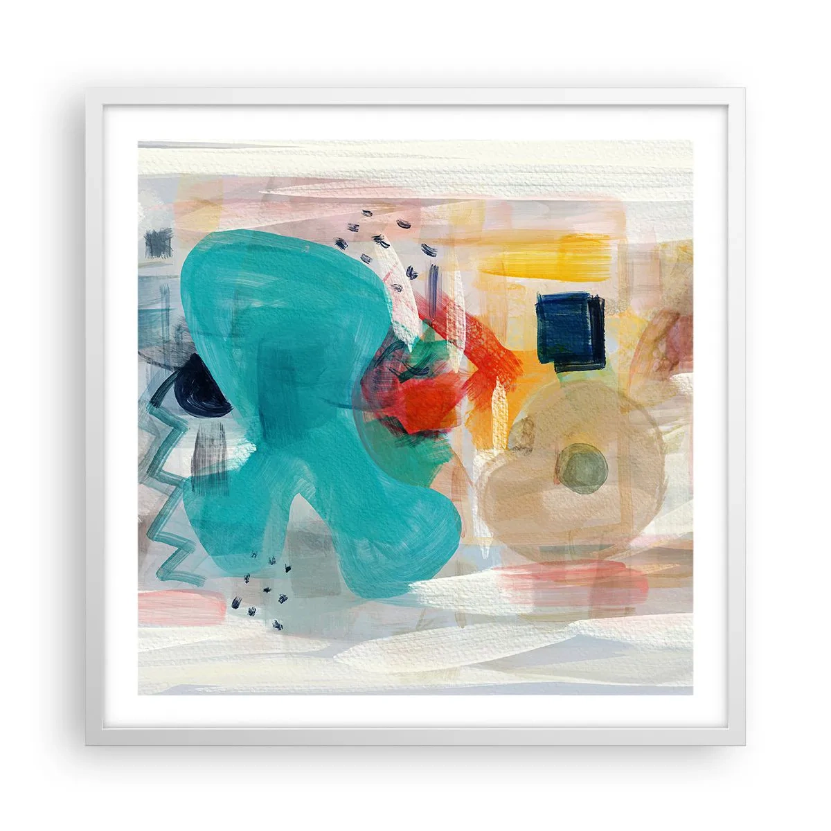 Pôster em moldura branca - Jogo colorido - 60x60 cm