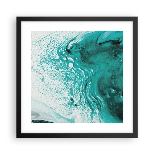 Pôster com moldura preta - Derreter a branco e turquesa - 40x40 cm