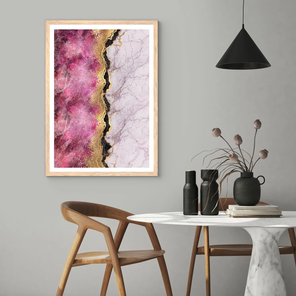 Pôster com moldura de carvalho claro - Na fronteira - 50x70 cm