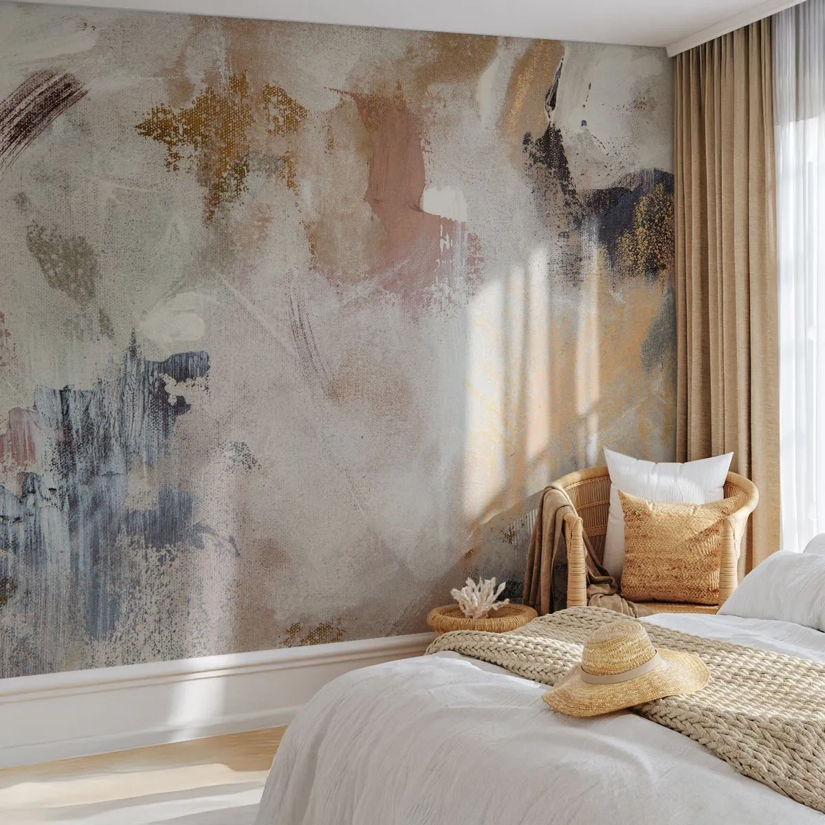 Papel de Parede Premium Sand - Abstração enevoada - Pedaço, Abstração, Minimalismo - 350x256 cm