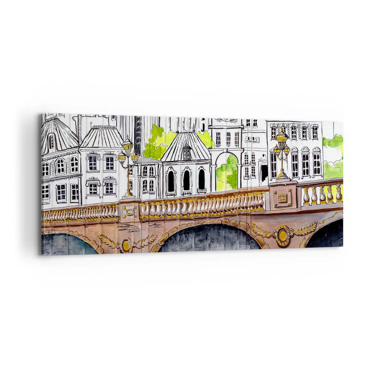 Quadro em tela - Cidade pintada - 100x40 cm
